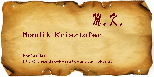 Mondik Krisztofer névjegykártya
